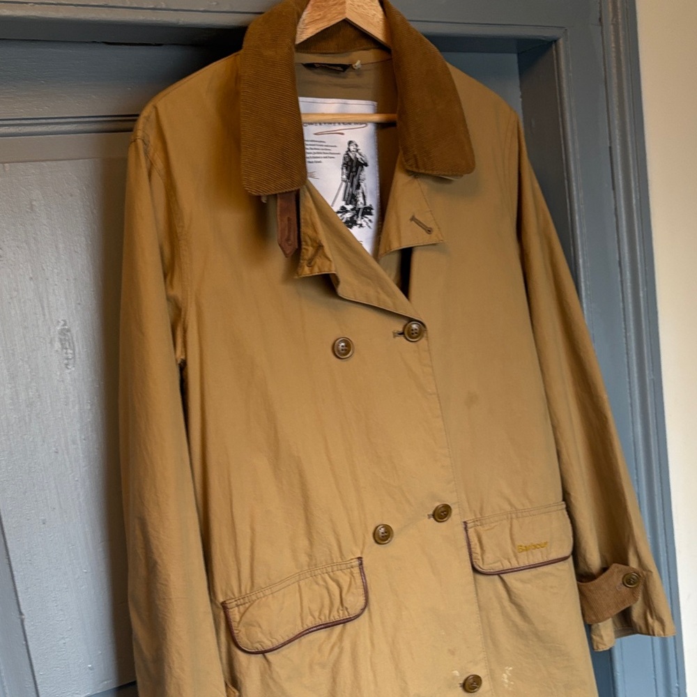 Barbour Tan Double-Breasted Trench Coat US 12